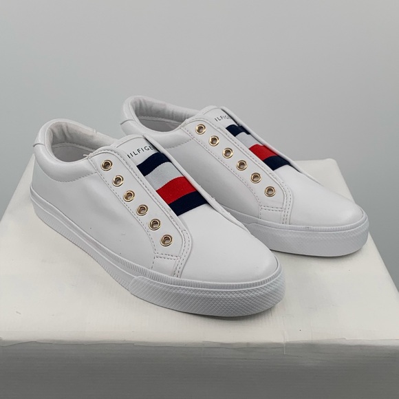 NWT NIB Tommy Hilfiger Laven Lace-Less Women’s White Slip On Sneaker Shoes - Picture 1 of 13